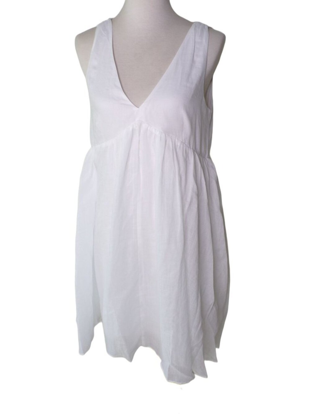 🆕J CREW Swingy V-Neck Mini Dress White Ramie XX-Large #BI661 NWT - Picture 3 of 6